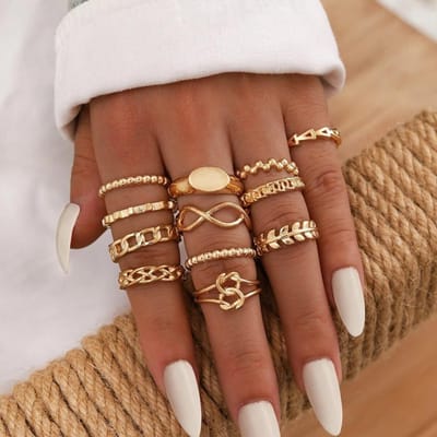 Nieuwe Legering Verbindingsring Creatieve Oog Pijl Dames Trend Ring Set 13-delige Set One size fits all goud