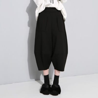 Nieuw Lente- en Zomerontwerp van Bloomers, Los en Casual, Klein Lang, 7/8 Wijde Pijpen voor Dames 4XL zwart