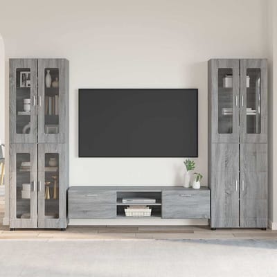 vidaXL - Tv-meubelset - FLORIN - 3 - st - Grijs - Sonoma - Bewerkt - hout