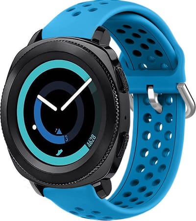 Siliconen sport bandje met gaatjes - Geschikt voor Samsung Galaxy Watch 3 - 41mm / Galaxy Watch 1 42mm / Galaxy Watch Active / Active 2 / Samsung Gear Sport bandje - Sport bandje - Lichtblauw