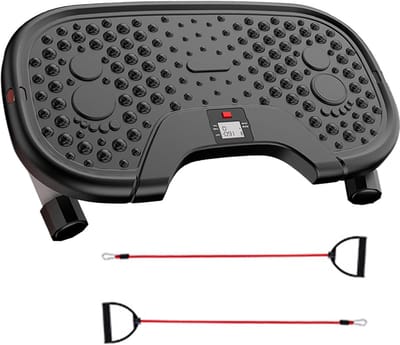 Beentrainer met banden - Compacte stepper - Thuis sporten - Geluidsloos design - 55.5 x 30.5 cm - Zwart