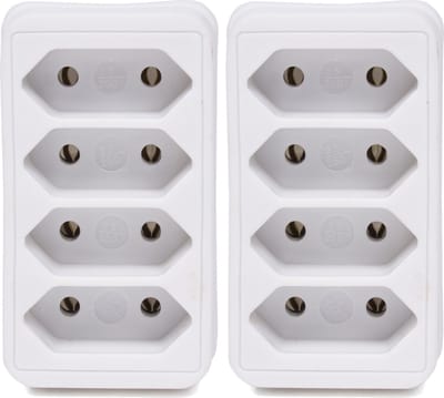 Benson Stopcontact splitter - 2x - quattro - wit - voor 4 platte stekkers - verdeelstekkers