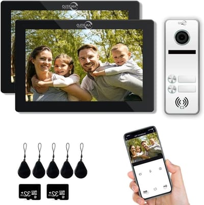 Videodeurbel Systeem - Intercom Deurbel - Beveiliging Huis - Tweerichtingscommunicatie - 2 Familie - Wit Zwart