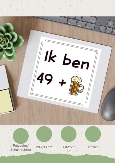 Akyol - ik ben 49 + 1 Muismat - 49+1 - mensen die 50 zijn geworden - 50 jaar sarah en abraham cadeau - jubileum man en vrouw - verjaardags - grappige tekst - jarig - verjaardag - 23 bij 19 cm