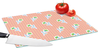 Glazen Snijplank - 39x28 - Bloemen - Ruiten - Patroon - Snijplanken Glas