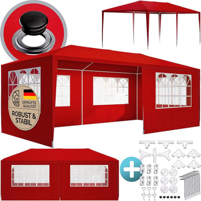 Partytent - Feesttent Paviljoen - Buitenfeesten Organiseren - UV Bescherming 50+ - 600x300cm 18m² - Rood