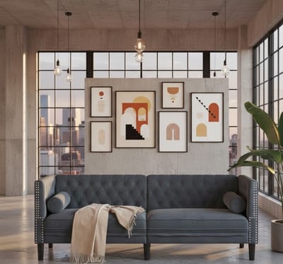 Luxe Fluweel Bank – Grijs – Industrohome
