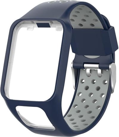 KELERINO. Siliconen bandje geschikt voor TomTom Runner/Spark modellen - Blauw / Grijs