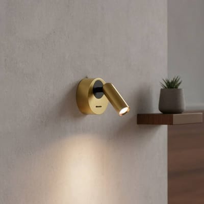 Ideal Lux LED wandspot Bean, Ø 7 cm, messingkleurig