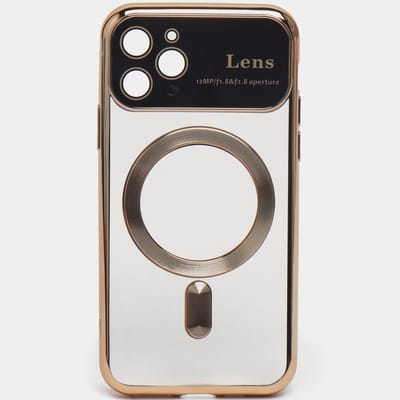 Magnetische Hoes Geschikt voor iPhone 15 Pro Max – Stijlvolle Bescherming met Ingebouwde MagSafe en Camera Lens Bescherming Protector - Goud