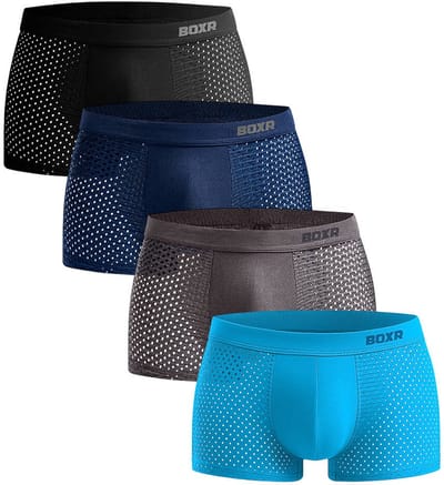 BOXR Boxershort Heren 4 Pack - Bamboe Ondergoed Heren - Duurzaam & Ademend - Zijdezacht - Perfecte Pasvorm - Heren Ondergoed - Onderbroeken Heren - Ideaal voor Dagelijks Gebruik & Sport - Maat L
