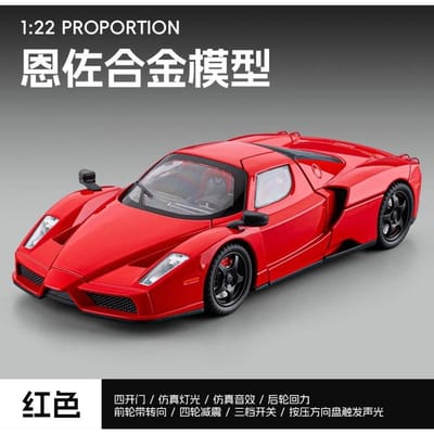 1:22 Enzo Modèle de Voiture de Sport en Alliage Moulé sous Pression Véhicules de Course en Métal Modèle de Voiture Simulation Son et Lumière Jouets pour Enfants Cadeau