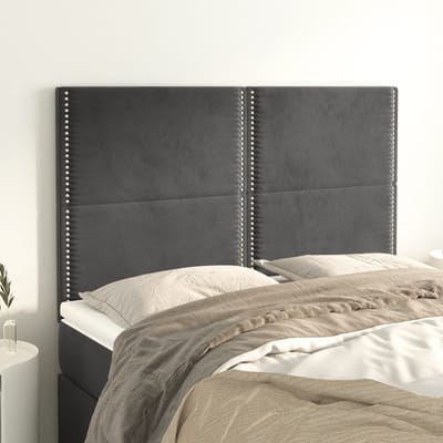 vidaXL - Hoofdbord - donkergrijs - 144x5x118/128 - cm - Fluweel