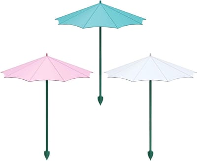 Plantenparaplu - Tuin zonbescherming - Bescherming tegen zon - Set van drie stuks - 34 cm - Wit blauw