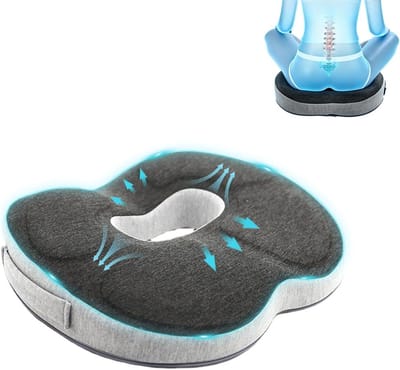 Ergonomisch Zitkussen van Geheugenfoam voor Pijnverlichting, Anti-decubitus Kussen voor Stoel, Auto en Rolstoel, Coccyx en Aambeien Ondersteuning