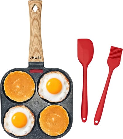 JHust Pannenkoekenpan Inductie - Pannen - Poffertjesmaker- Pannenset Inductie - Pancake Pan - Pannenkoekenmaker - Anti Aanbak Koekenpannen - Crepe Pan - Poffertjespan - Multifunctioneel - Met extra bakkwast en spatel - kerstcadeau voor vrouwen