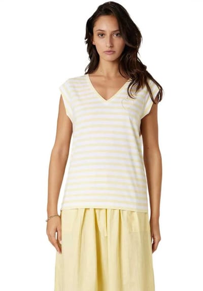 Deeluxe Vamika Mouwloze V-hals T-shirt Geel L Vrouw