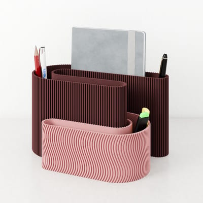 Fleuriek - Bureau organizer Rood + Roze - Kleurrijke desk organizer - Organizer bakjes met pennenbakje voor kantoor - Decoratieve bureau opberger of pennenhouder