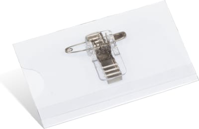 Kangaro naambadge - 40x75mm - met clip, speld en insteekkaartjes wit - doos 24 stuks