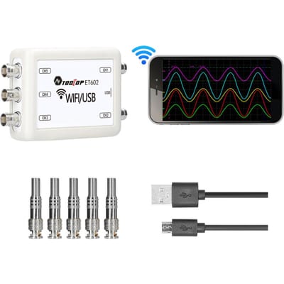 TOOLTOP Virtuele Oscilloscoop 5-kanaals Data-opslag Acquisitie Recorder 4 Meetmodi ET602 USB WIFI veelkleurig