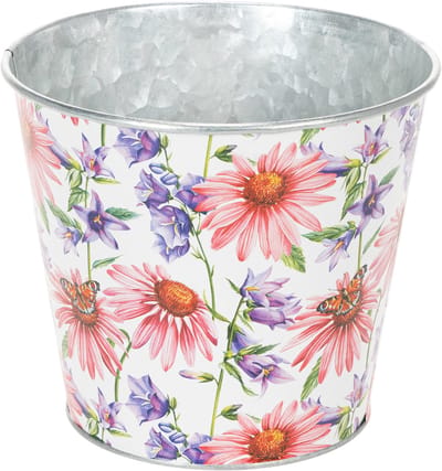 Bloempot, lentedecoratie, plantenbak, metaal, Ø14cm H12,5cm