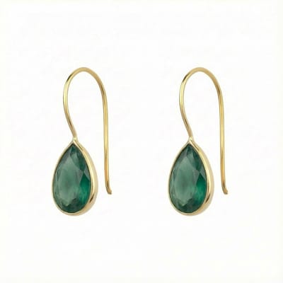 Dames Oorbellen Goudkleurig Smaragd Druppel (14K Gold Plated) | cadeau dames