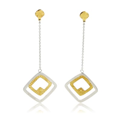 My Bendel - Design Oorbel - Zilverkleurig - Goudkleurig - Elegant Bicolor Edelstalen Oorbellen Design - met Luxe Cadeauverpakking | Sieraden Voor Dames