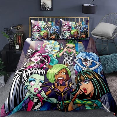 3D Geprint Monster High Beddengoed Set Dekbedovertrek Slaapkamer Dekbedovertrekken Eenpersoons Tweepersoons Kingsize Quiltovertrek Hometextiel 2/3 STUKS 135X200cm-2pcs