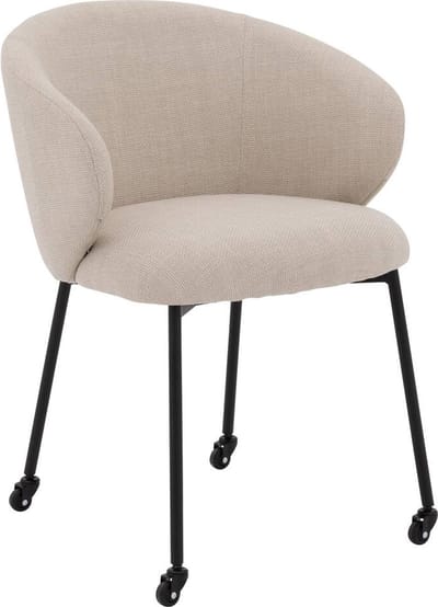 Goossens Eetkamerstoel Noomi - Met Armleuning - Stof - Beige