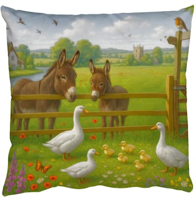 Sierkussens - Kussentjes Woonkamer - 50x50 cm - Ezels - Ganzen - Kleurrijk