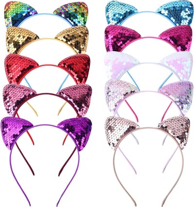Schitterende diadeem met kattenoren, glinsterend haaraccessoire voor vrouwen en meisjes, perfect voor feesten en verjaardagen