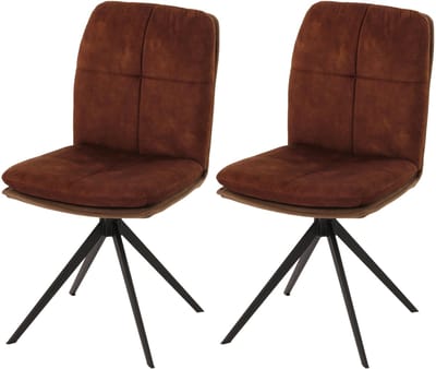 Set van 2 eetkamerstoelen MCW-M68, keukenstoel met rugleuning, draaibaar, automatische positie, metaal, stof/textiel ~ bruin
