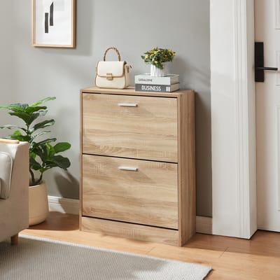 Schoenenkast Sykkylven 2 kleppen sonoma eiken 81x63x24 cm [en.casa]