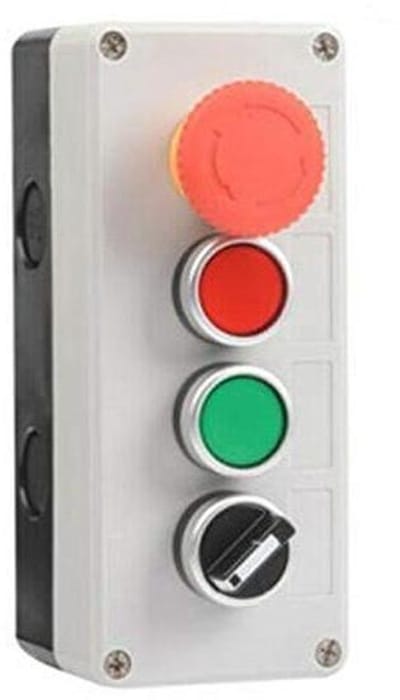 Drukknop Bedieningsstation - Noodstop Schakelaar - Machine Bediening - Draai om te Resetten - 73x73x66mm - Wit