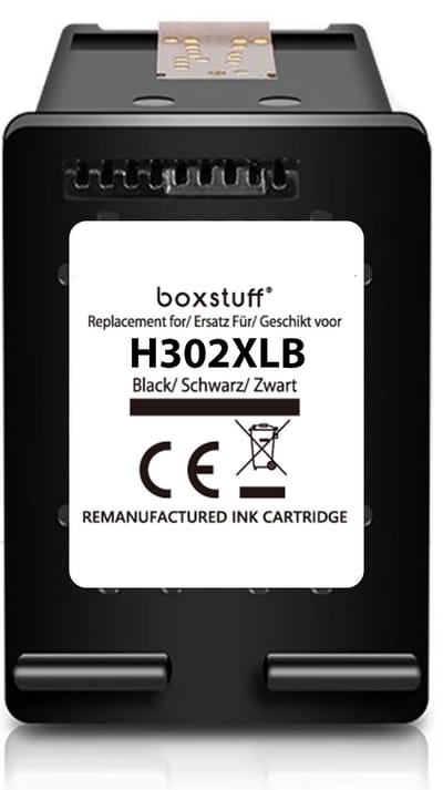 Boxstuff Inkt geschikt voor 302 XL - (F6U68AE) Compatibel met HP 302 / 302XL - Inkt Cartridge Zwart voor HP Deskjet 1110 / 1111 / 1112 / Envy 4510 / 4511 / 4512 / Officejet 3830 / 3831 / 3832 / 4650 / 4652 / 4654 - Pack Zwart