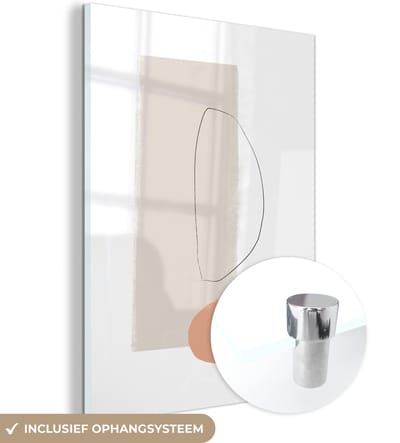 MuchoWow® Glasschilderij 120x160 cm - Schilderij acrylglas - Minimalisme - Pastel - Abstract - Foto op glas - Schilderijen