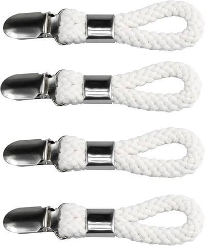 4-delige hangende handdoekklemmen - Handdoekklemmen met ringen - Handdoekenrek - Keukenhanddoekklemmen - Badhanddoek- en theedoekklemmen - Ivoorwit