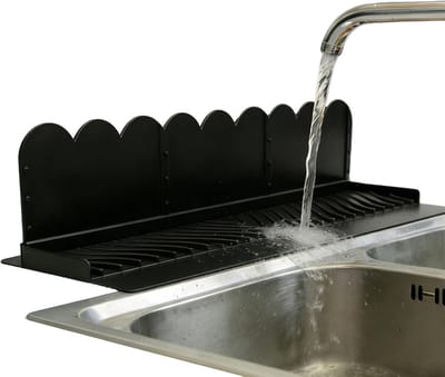 Keuken Spatbeschermer - Spoelbak Rand - Vaat Wassen - Ruimtebesparend Ontwerp - 6cm Diep - Zwart