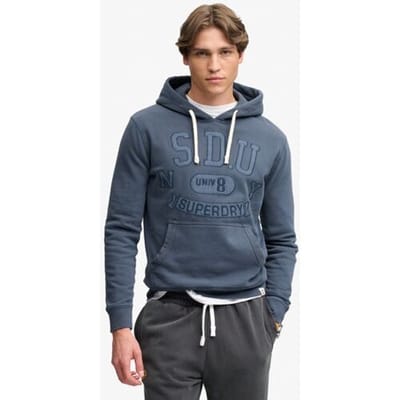 Superdry Tonal Applique Hoodie Relaxed Pasvorm Blauw Grootte: S