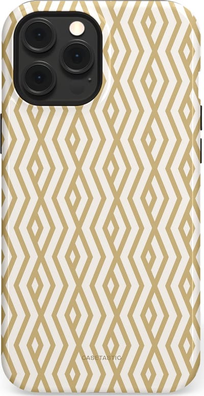 Casetastic Hoesje Geschikt voor Apple iPhone 12 Pro Max Magsafe - Stijlvolle Beschermende Duo-layer Case - Art Deco Goud
