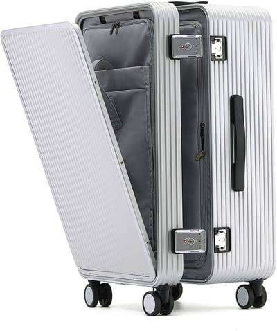 Aluminium Reiskoffer - Stijve Koffer - Zakenreizen - Vooropening Toegang - 50.8 cm - Zilver