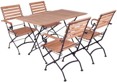 MaximaVida inklapbare acacia tuinset Toscana 120 cm zwart - stoelen met armleuning