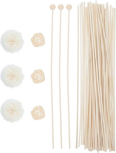 Geurstokjes set - Diffuser accessoires - Huis verfrissen - Met bloem - 29 cm - Beige