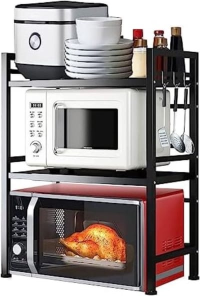 Magnetronkast - Ovenkast met Opbergruimte - Zwart Magnetronrek