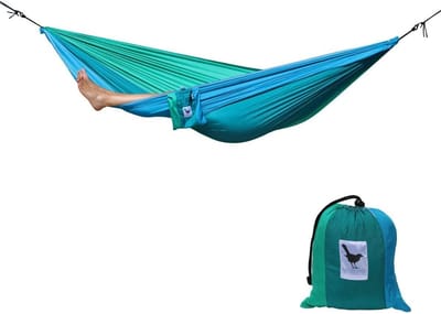 Reishangmat - Draagbare Hangmat - Ontspannen Buiten - Parachutestof - 290 x 145 cm - Geel