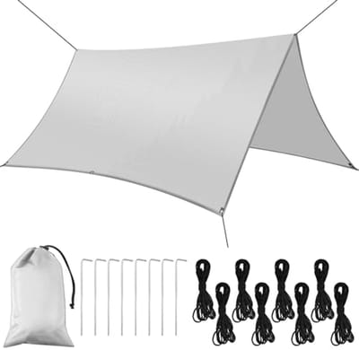 Dailygoods - Flintronic 3 m x 3 m tentzeil, waterdicht x 1, hangmat regenvliegtent, lichtgewicht waterdichte campingschuilplaats, draagbaar winddicht sneeuwdicht zeil, voor zonnescherm camping buiten, ivoorwit