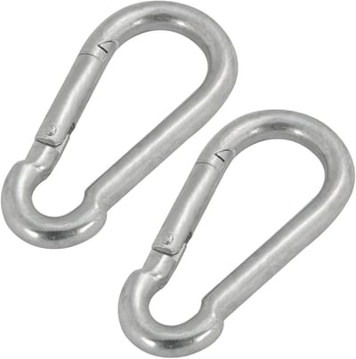 TRIXES 2 grote carabiners van gegalvaniseerd staal - 100 mm voor buitenactiviteiten