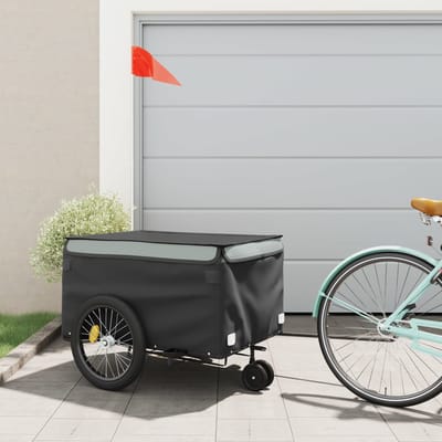vidaXL - Fietstrailer - 45 - kg - ijzer - zwart - en - grijs