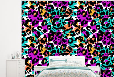 Behang - Fotobehang Regenboog - Panter - Patronen - Breedte 300 cm x hoogte 240 cm