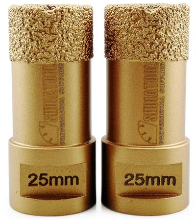 2x Diamantboor 25 mm M14 Schroefdraad voor Tegels Graniet en Marmer